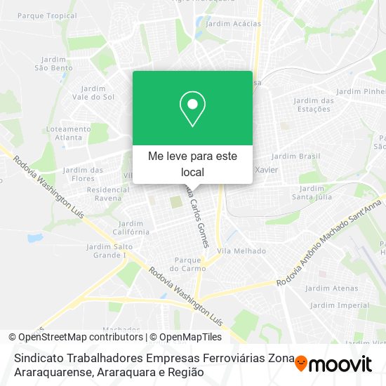 Sindicato Trabalhadores Empresas Ferroviárias Zona Araraquarense mapa