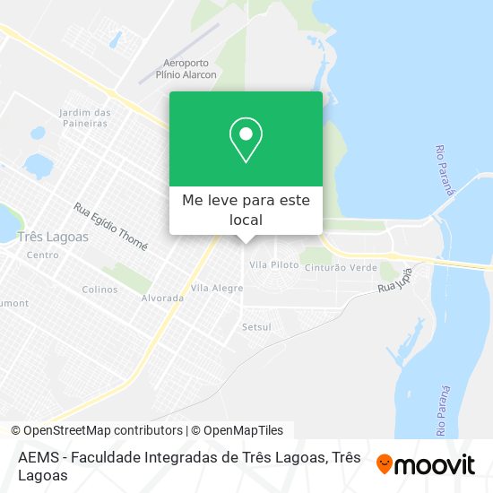 AEMS - Faculdade Integradas de Três Lagoas mapa