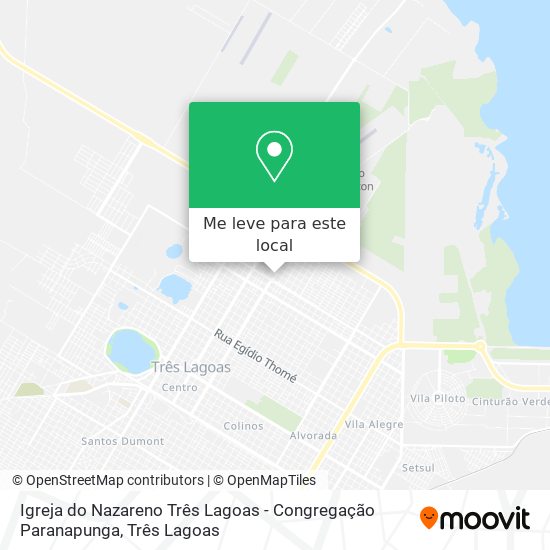 Igreja do Nazareno Três Lagoas - Congregação Paranapunga mapa
