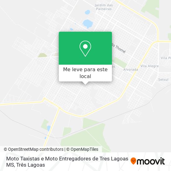 Moto Taxistas e Moto Entregadores de Tres Lagoas MS mapa