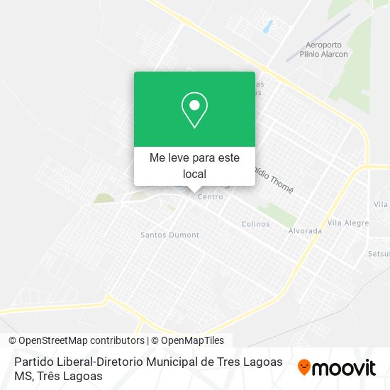 Partido Liberal-Diretorio Municipal de Tres Lagoas MS mapa