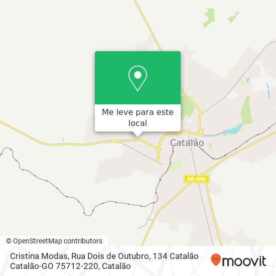 Cristina Modas, Rua Dois de Outubro, 134 Catalão Catalão-GO 75712-220 mapa