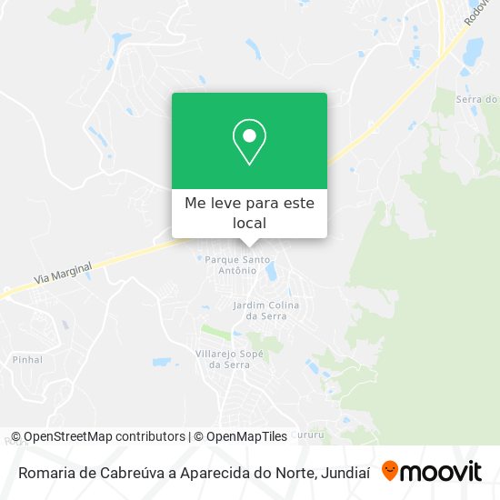 Romaria de Cabreúva a Aparecida do Norte mapa