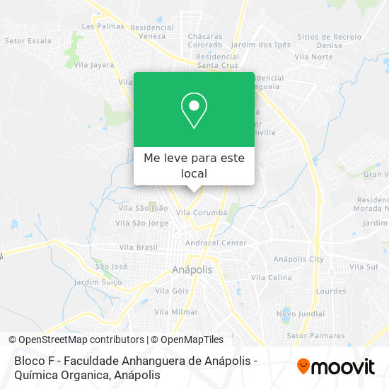 Bloco F - Faculdade Anhanguera de Anápolis - Química Organica mapa