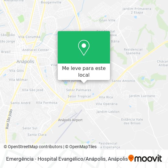 Emergência - Hospital Evangélico / Anápolis mapa