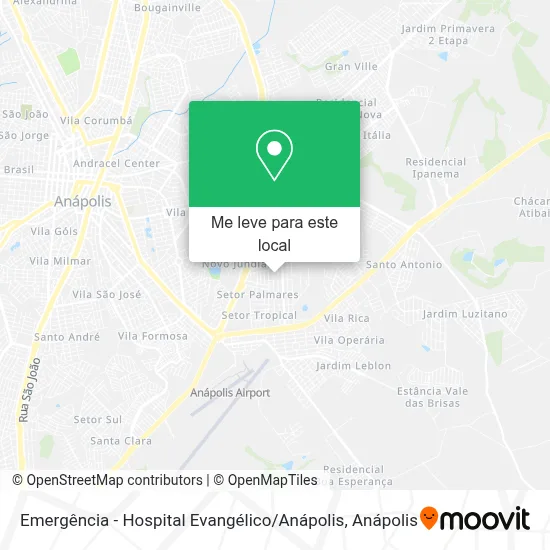 Emergência - Hospital Evangélico / Anápolis mapa