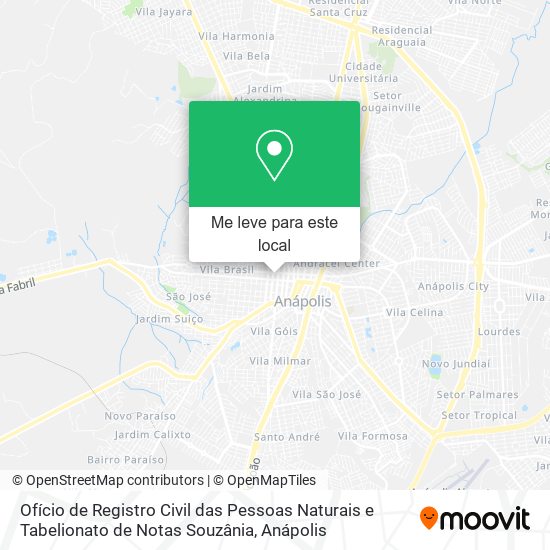 Ofício de Registro Civil das Pessoas Naturais e Tabelionato de Notas Souzânia mapa