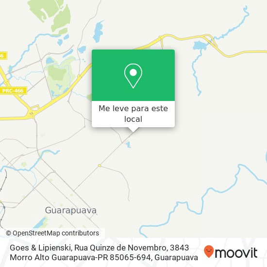 Goes & Lipienski, Rua Quinze de Novembro, 3843 Morro Alto Guarapuava-PR 85065-694 mapa