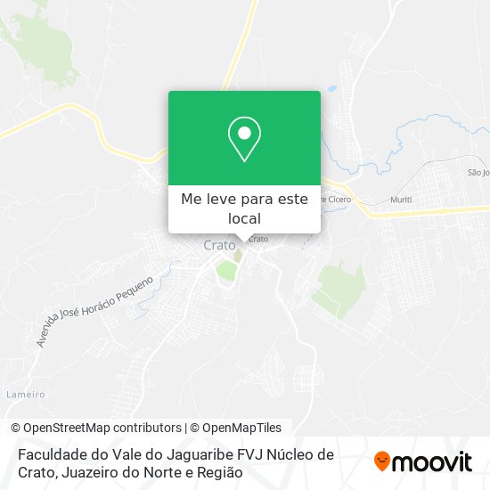 Faculdade do Vale do Jaguaribe FVJ Núcleo de Crato mapa