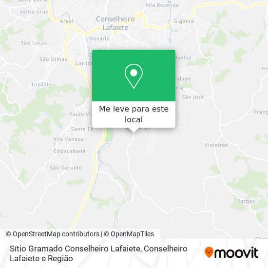 Sítio Gramado Conselheiro Lafaiete mapa