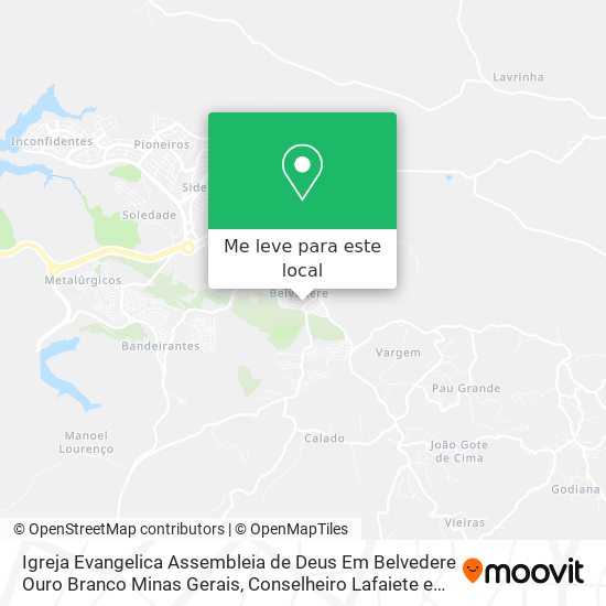 Igreja Evangelica Assembleia de Deus Em Belvedere Ouro Branco Minas Gerais mapa