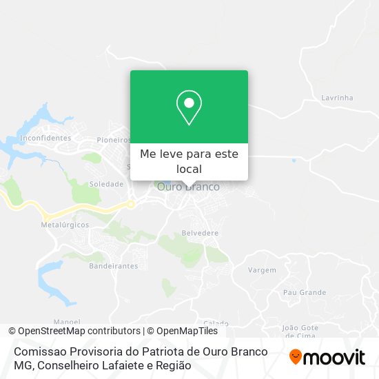 Comissao Provisoria do Patriota de Ouro Branco MG mapa