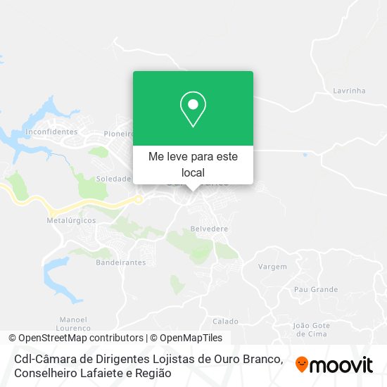 Cdl-Câmara de Dirigentes Lojistas de Ouro Branco mapa