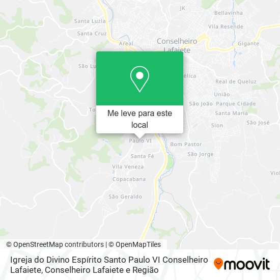 Igreja do Divino Espírito Santo Paulo VI Conselheiro Lafaiete mapa