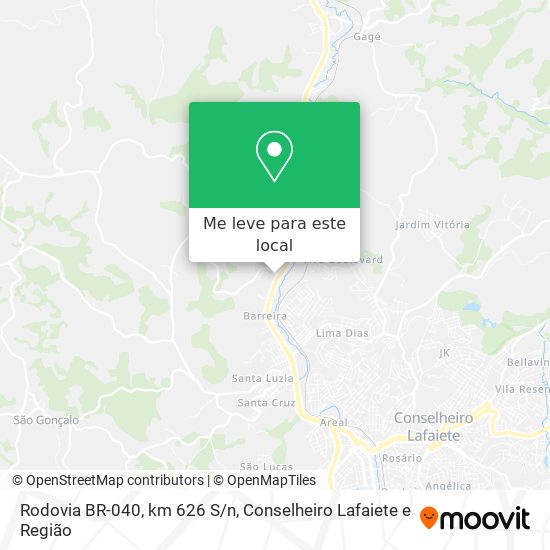 Rodovia BR-040, km 626 S/n mapa