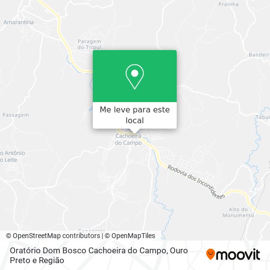 Oratório Dom Bosco Cachoeira do Campo mapa