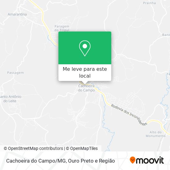 Cachoeira do Campo/MG mapa