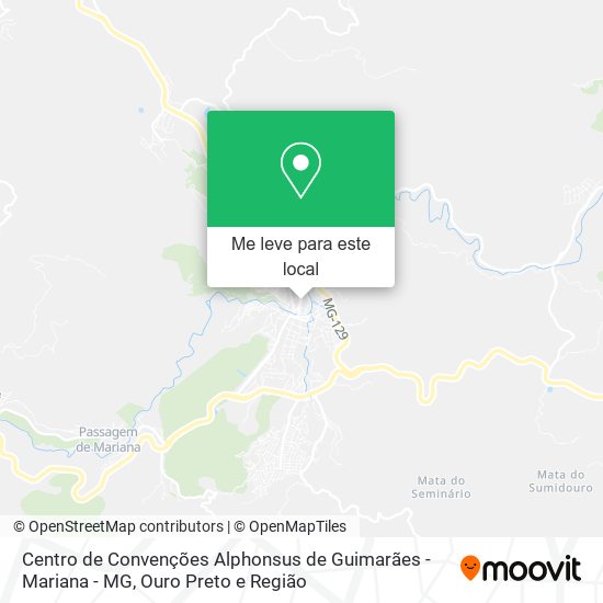 Centro de Convenções Alphonsus de Guimarães - Mariana - MG mapa