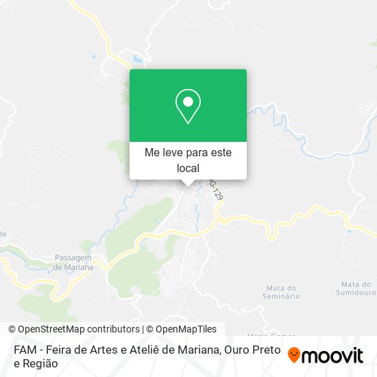 FAM - Feira de Artes e Ateliê de Mariana mapa