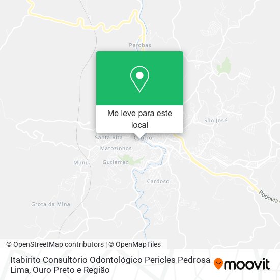 Itabirito Consultório Odontológico Pericles Pedrosa Lima mapa