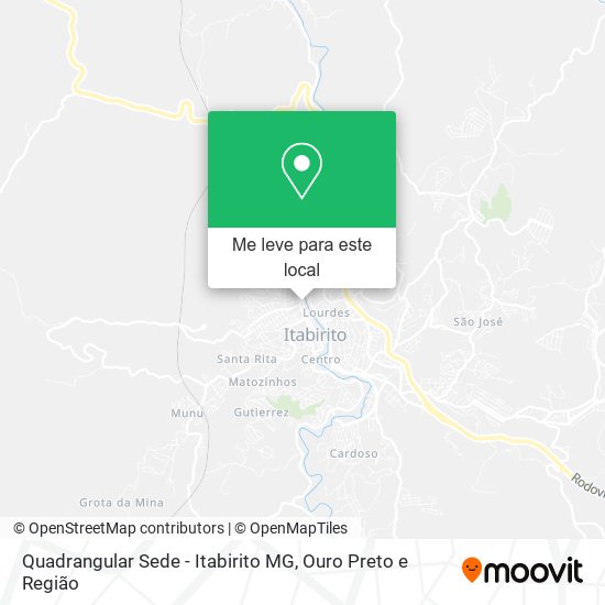 Quadrangular Sede - Itabirito MG mapa