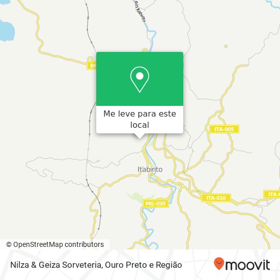 Nilza & Geiza Sorveteria, Rua São Sebastião, 149 Santo Antônio Itabirito-MG 35450-000 mapa