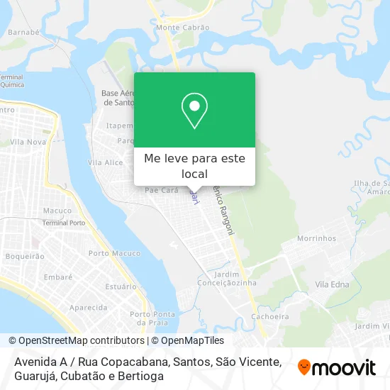 Avenida A / Rua Copacabana mapa