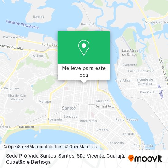 Sede Pró Vida Santos mapa