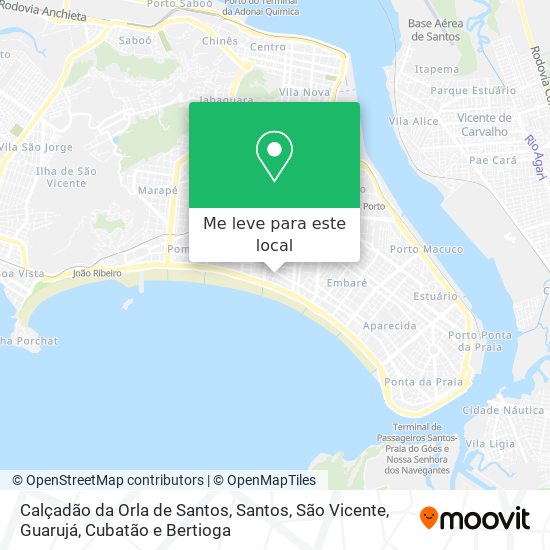 Calçadão da Orla de Santos mapa
