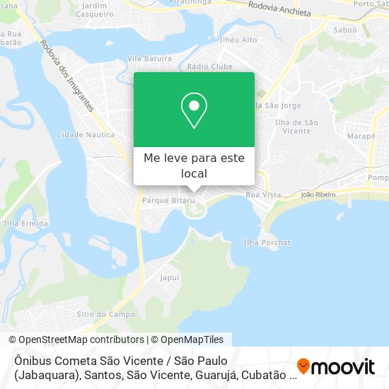 Ônibus Cometa São Vicente / São Paulo (Jabaquara) mapa