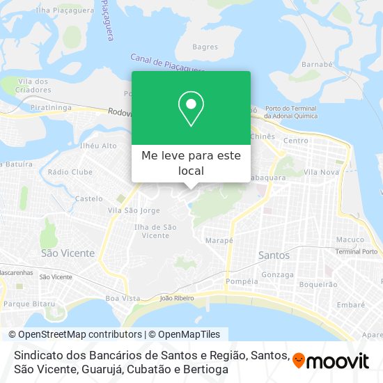 Sindicato dos Bancários de Santos e Região mapa