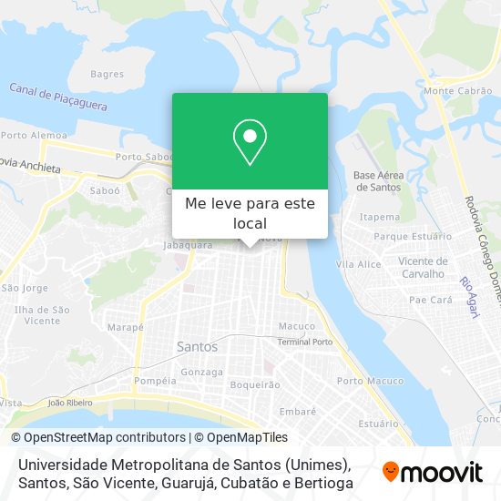 Universidade Metropolitana de Santos (Unimes) mapa