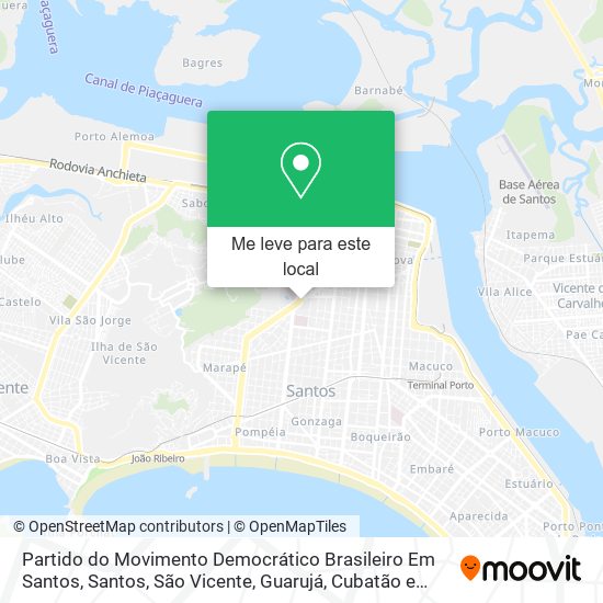 Partido do Movimento Democrático Brasileiro Em Santos mapa