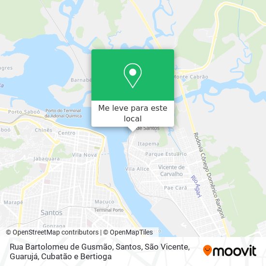 Rua Bartolomeu de Gusmão mapa