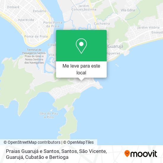 Praias Guarujá e Santos mapa