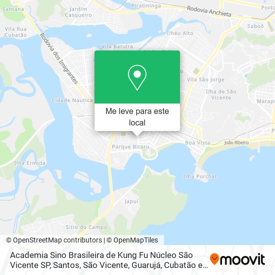 Academia Sino Brasileira de Kung Fu Núcleo São Vicente SP mapa