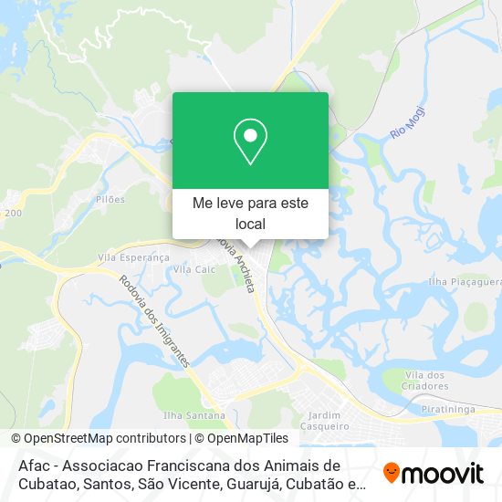 Afac - Associacao Franciscana dos Animais de Cubatao mapa