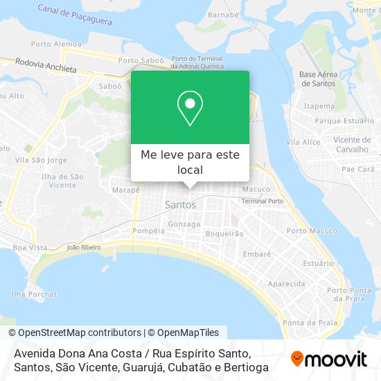Avenida Dona Ana Costa / Rua Espírito Santo mapa