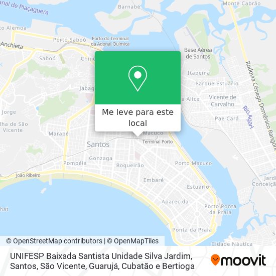 UNIFESP Baixada Santista Unidade Silva Jardim mapa