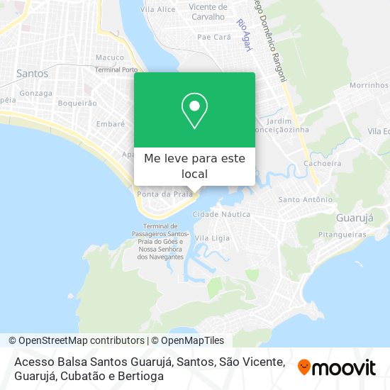 Acesso Balsa Santos Guarujá mapa