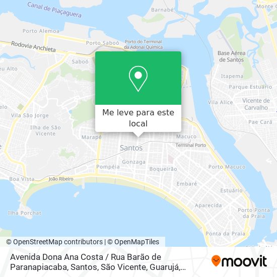 Avenida Dona Ana Costa / Rua Barão de Paranapiacaba mapa