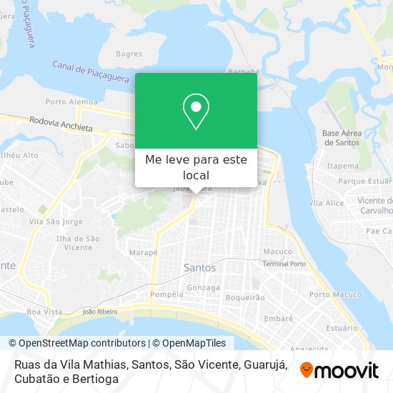 Ruas da Vila Mathias mapa