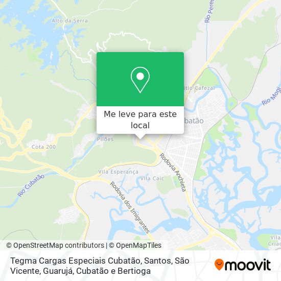 Tegma Cargas Especiais Cubatão mapa