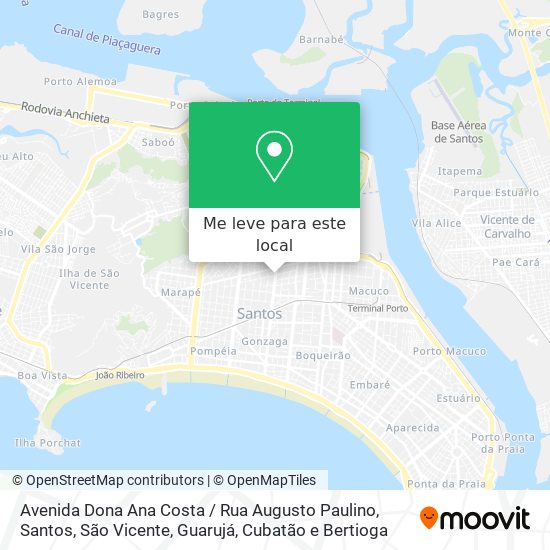 Avenida Dona Ana Costa / Rua Augusto Paulino mapa