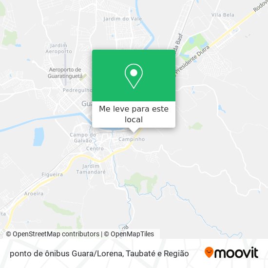 ponto de ônibus Guara/Lorena mapa
