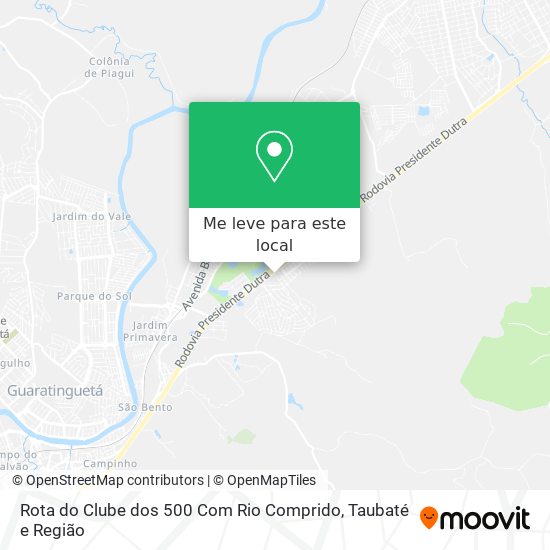 Rota do Clube dos 500 Com Rio Comprido mapa