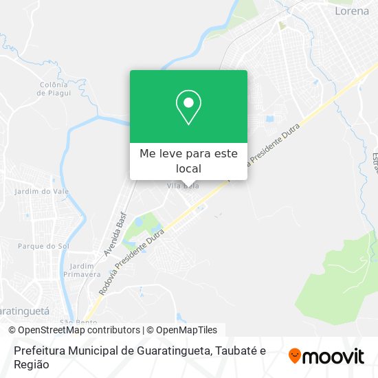 Prefeitura Municipal de Guaratingueta mapa