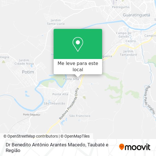 Dr Benedito Antônio Arantes Macedo mapa