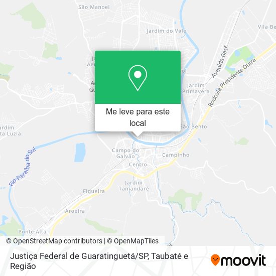 Justiça Federal de Guaratinguetá / SP mapa