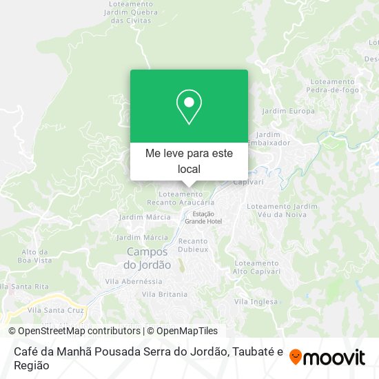 Café da Manhã Pousada Serra do Jordão mapa